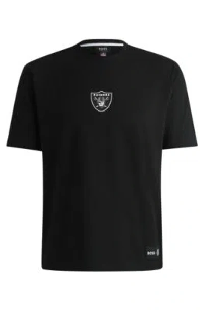 Hugo Boss Boss X Nfl Stretch Cotton Graphic T-shirt In Las Vegas Raiders - Black