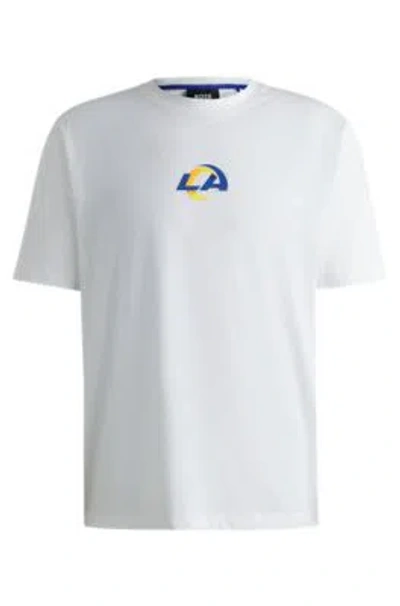Hugo Boss Boss X Nfl Stretch Cotton Graphic T-shirt In Los Angeles Rams - White
