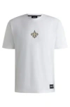 Hugo Boss Boss X Nfl Stretch Cotton Graphic T-shirt In New Orleans Saints - White