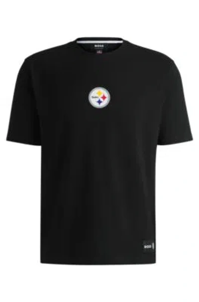 Hugo Boss Boss X Nfl Stretch-cotton T-shirt With Special Branding In Steelers