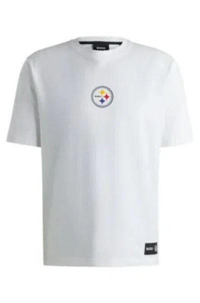 Hugo Boss Boss X Nfl Stretch-cotton T-shirt With Special Branding In Steelers
