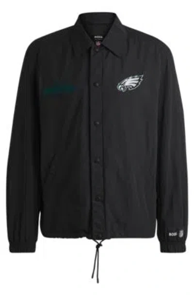 Hugo Boss Boss X Nfl Water-repellent Jacket With Embroidered Branding In Eagles