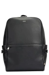 Hugo Boss Structured-leather Backpack With Silver-tone Logo In Black