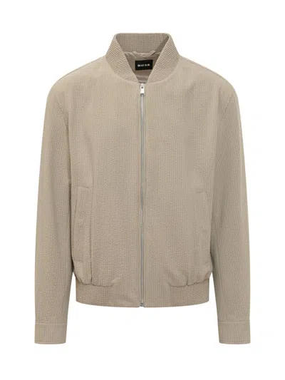 Hugo Boss Boss Zip Detail Jacket In Brown
