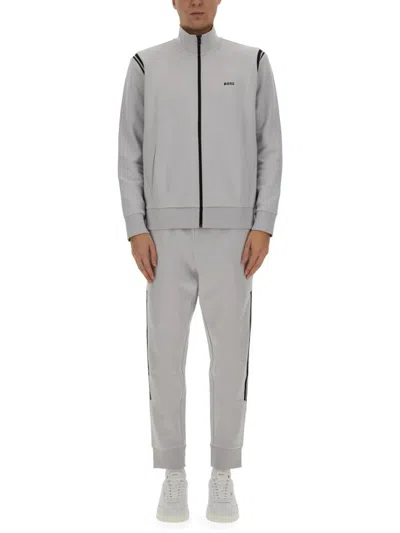Hugo Boss Boss Zip-up Jacket And Tapered Pants Coordinated Set In Grey