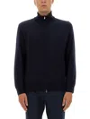 Hugo Boss Boss Zip-up Shirt In Soft Virgin Wool In Blue