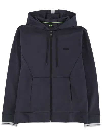 Hugo Boss Navy Blue Solid Hood Sweatshirt