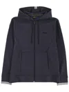 Hugo Boss Navy Blue Solid Hood Sweatshirt In Blue