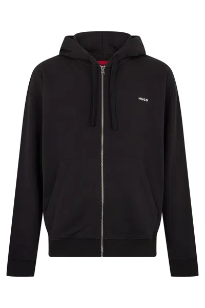 Hugo Boss Cotton Zip-up Hooded Sweatshirt In Brown