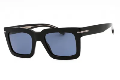 Hugo Boss Boss1501s Rectangular Blue Lens Sunglasses In Black