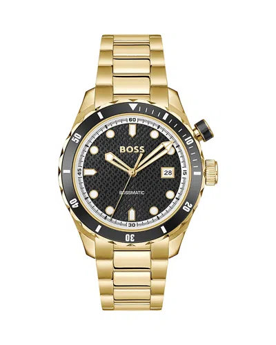 Hugo Boss Men's Bossmatic Ionic Gold-plated Stainless-steel Watch, 42mm In Gold/black