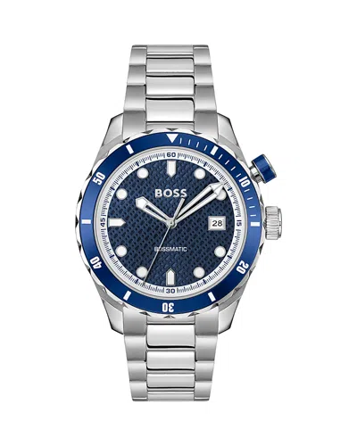 Hugo Boss Bossmatic Watch, 42mm In Blue/silver