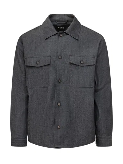 Hugo Boss Boss-style Wool Carper-oversized Jacket In Blue