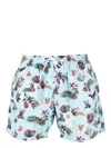 Hugo Boss Floral-print Swim Shorts With Logo Detail In Light Green