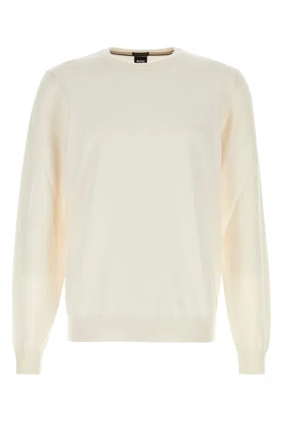 Hugo Boss Logo-embroidered Cotton Jumper In Neutrals