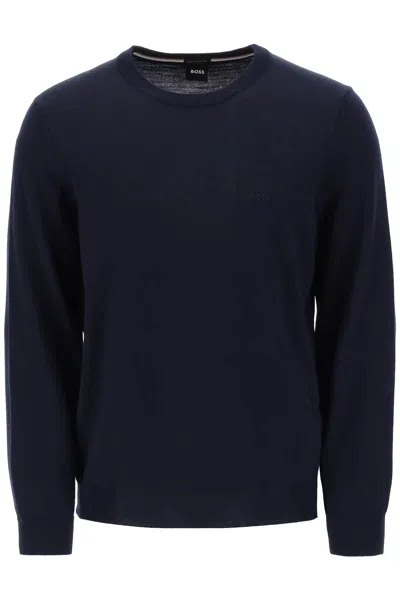 Hugo Boss Botto Light Wool Sweater In Dark Blue