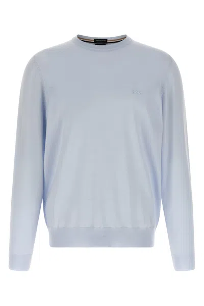 Hugo Boss Logo-embroidery Crew-neck Sweater In Blue