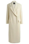 Hugo Boss Boucl-tweed Slim-fitting Coat With Quilted Lining In White