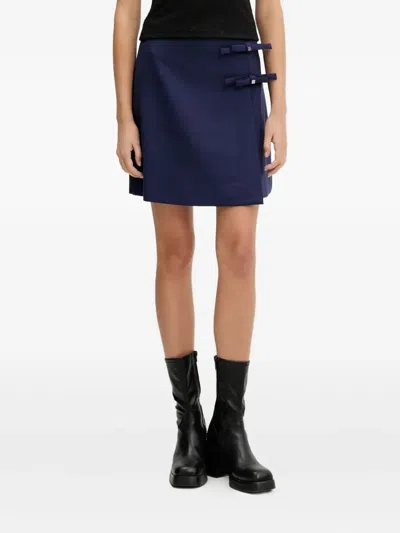 Hugo Boss Bow-detail Wrap Mini Skirt In Blue