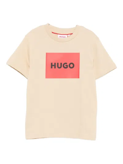 Hugo Boss Kids' Box-logo Cotton T-shirt In Burgundy