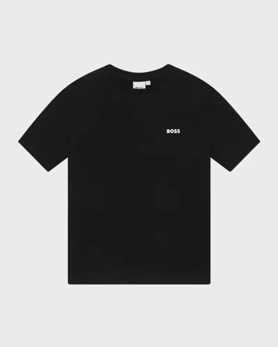 Hugo Boss Kids' Boy's Contrast Logo-print T-shirt In Black