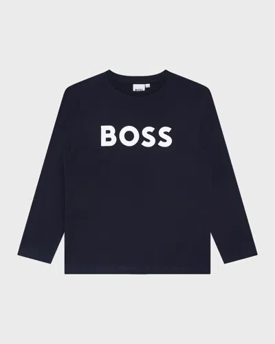 Hugo Boss Babies' Boy's Classic Logo-print T-shirt In Navy