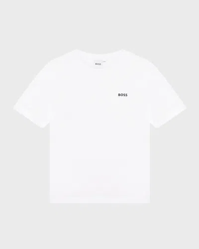 Hugo Boss Kids' Boy's Contrast Logo-print T-shirt In White