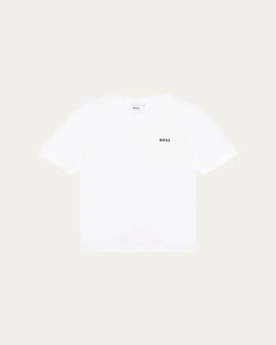 Hugo Boss Kids' Boy's Contrast Logo-print T-shirt In White