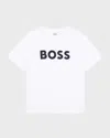 Hugo Boss Kids' Boy's Contrast Logo-print T-shirt In White