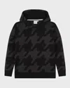 Hugo Boss Boy's Houndstooth-print Hoodie In Black