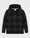 Hugo Boss Boy's Houndstooth-print Hoodie In Black
