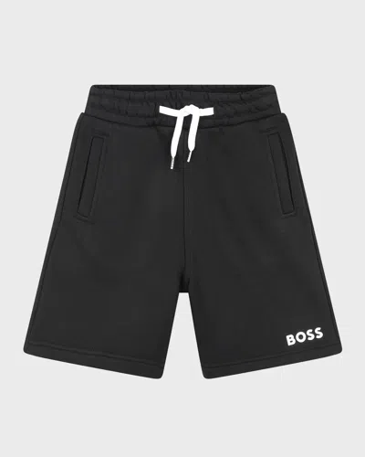 Hugo Boss Kids' Boy's Logo-print Jogger Shorts In 09b-black
