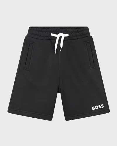 Hugo Boss Kids' Boy's Logo-print Jogger Shorts In Black