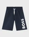 Hugo Boss Boy's Logo-print Swim Trunks In Blue