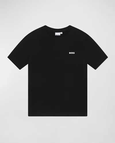 Hugo Boss Kids' Boy's Logo-print T-shirt In 09b-black