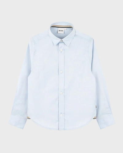 Hugo Boss Kids' Boy's Long-sleeve Cotton Oxford Shirt In Blue