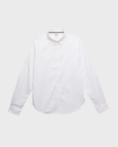 Hugo Boss Kids' Boy's Long-sleeve Cotton Oxford Shirt In White