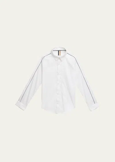 Hugo Boss Kids' Boy's Mini Me Poplin Button-front Dress Shirt In White