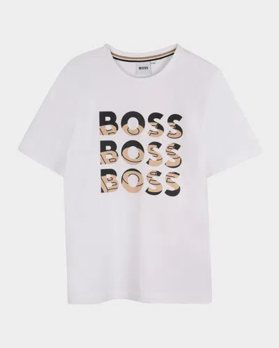 Hugo Boss Kids' Boy's Multi Logo Short-sleeve T-shirt In White