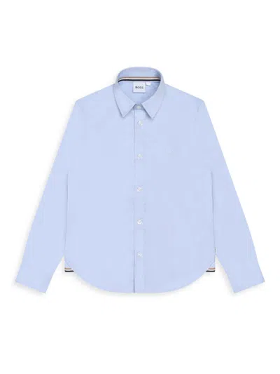 Hugo Boss Boss Boy's Oxford Button Down Shirt In Pale Blue