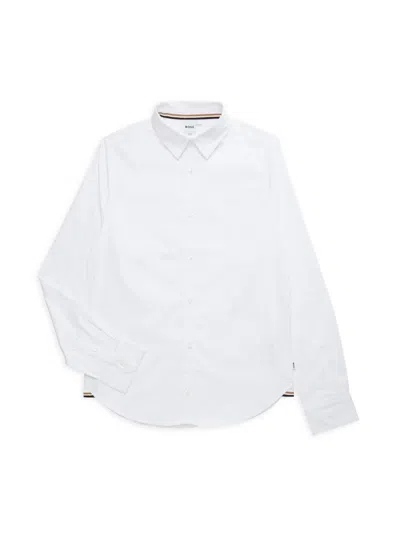 Hugo Boss Kids' Boy's Long-sleeve Cotton Oxford Shirt In White