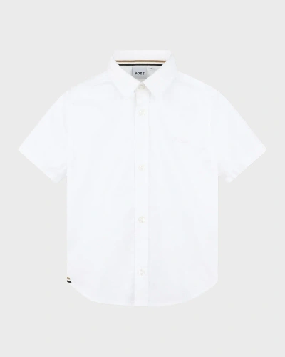 Hugo Boss Kids' Boy's Short-sleeve Button Shirt, 4-16 In White