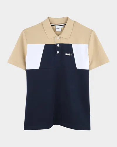 Hugo Boss Kids' Boy's Short-sleeve Colorblock Polo Shirt In Navy
