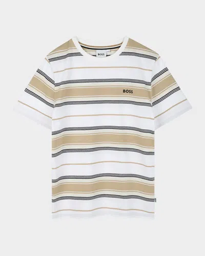 Hugo Boss Kids' Boy's Short-sleeve Cotton Jersey Stripe T-shirt In Brown
