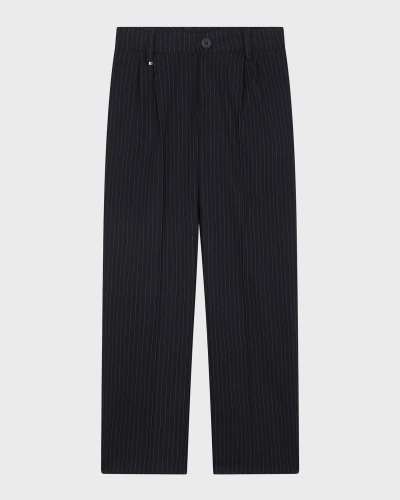 Hugo Boss Kids' Boy's Striped Suit Pants In Navy