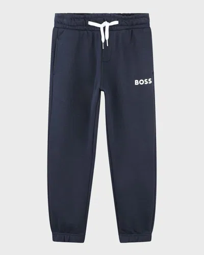 Hugo Boss Kids' Boy's Sweatpants W/ Contrast Logo In Blue