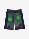 Hugo Boss Boys Acid Wash Bermuda Shorts In Black