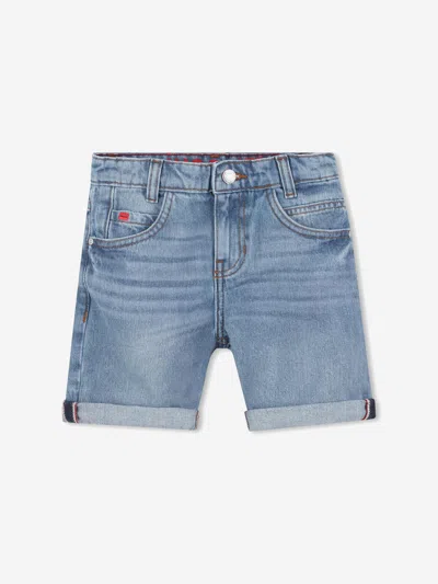 Hugo Boss Boys Bleach Wash Denim Shorts In Blue