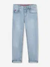 Hugo Boss Boys Bleached Regular Fit Jeans In Blue