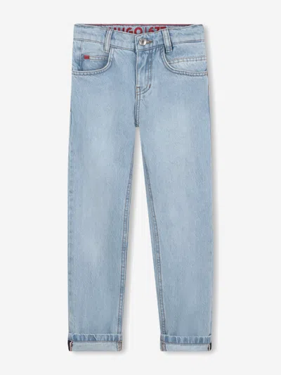 Hugo Boss Boys Bleached Regular Fit Jeans In Blue